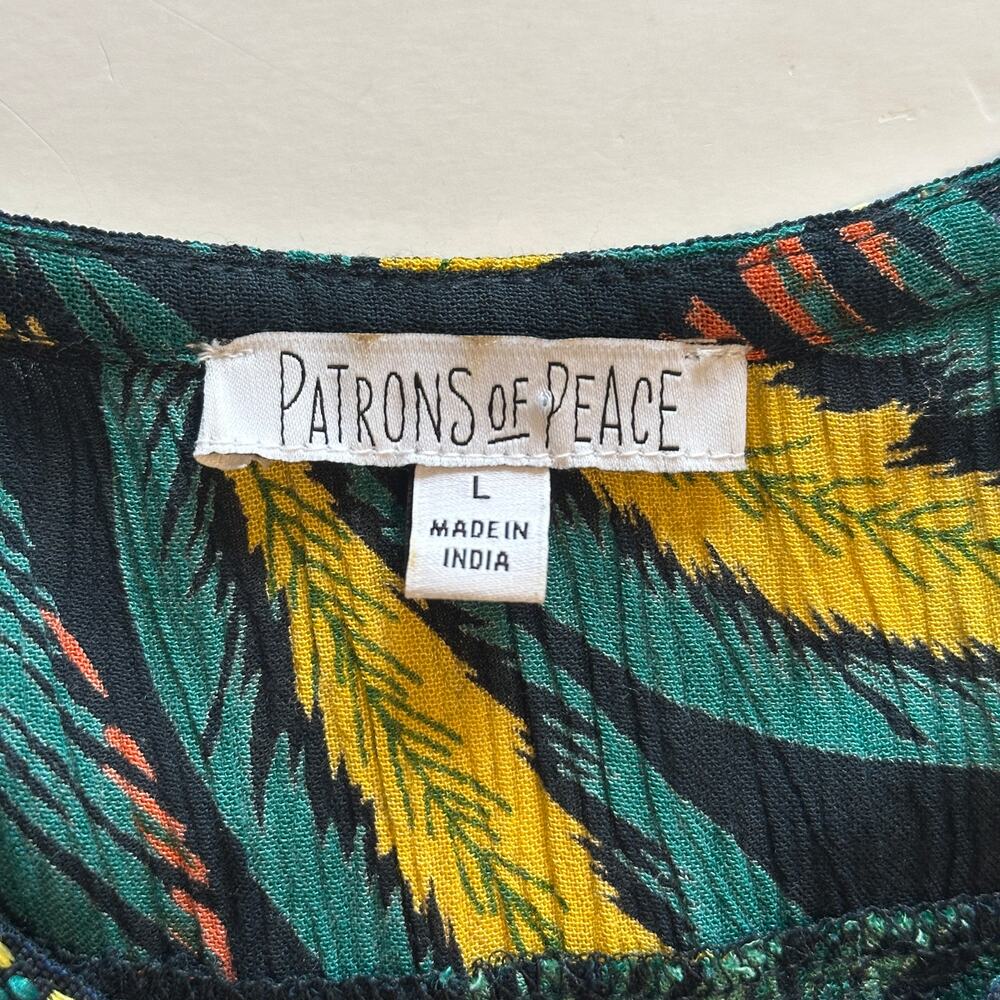 Patrons of Peace Tropical Crinkle Tank Womens Large Navy Multicolor Embroidered - Picture 5 of 8